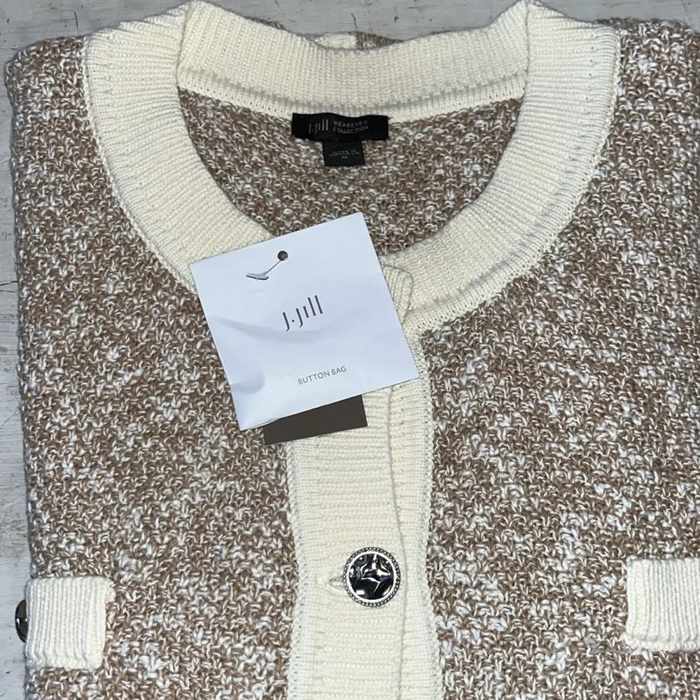 J.Jill Wearever Contrast-Trimmed Sweater-Jacket NWT | size medium